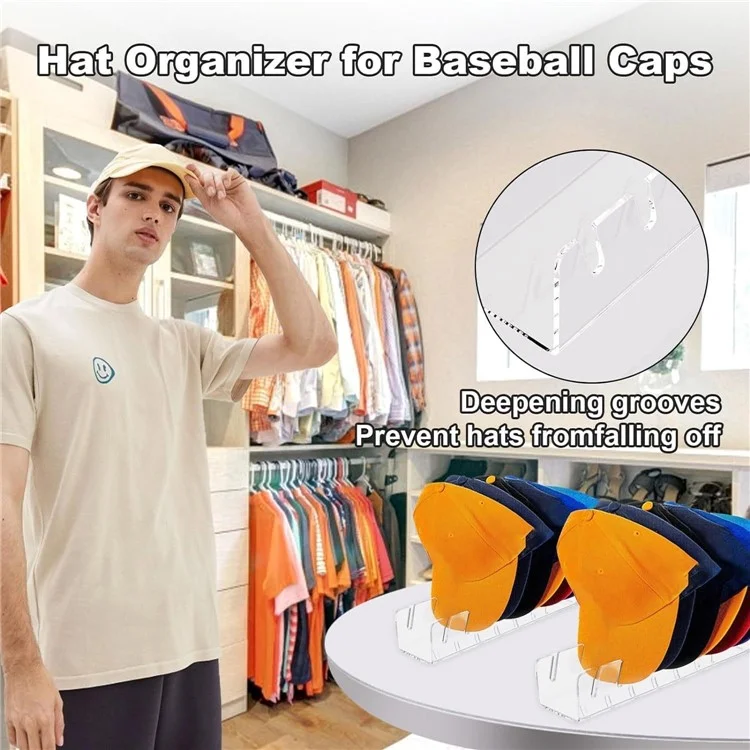 Support de rangement pour casquettes de baseball pour 7 pièces, présentoir - Noir