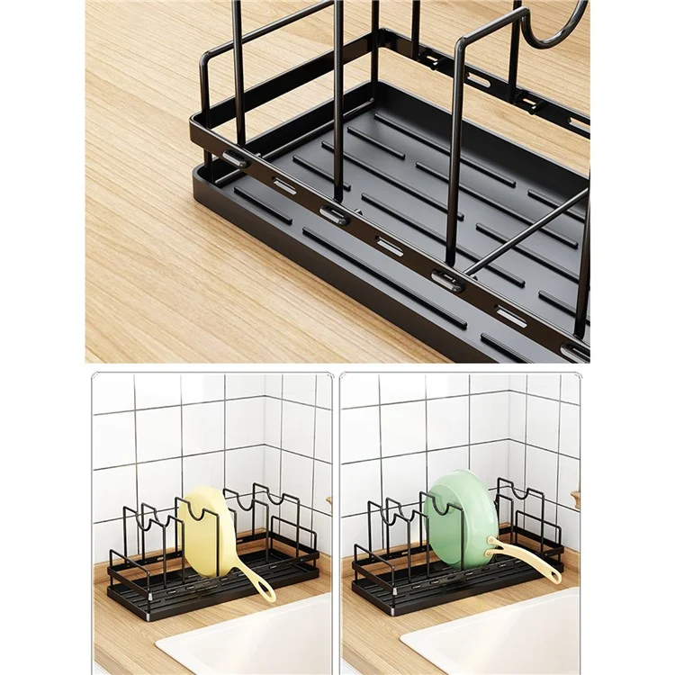 Rack de Cozinha de Aço Carbono Expansível Pequeno sobre a Pia com Bandeja de Secagem