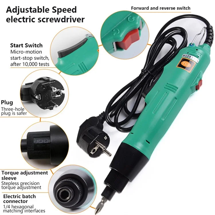 H6 220V Speed Adjustable Electric Screwdriver Bit Kit Home Repair Tool