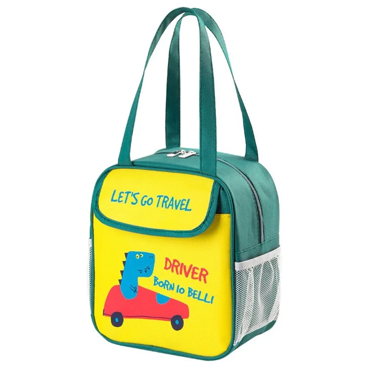 TB-0708 Cute Cartoon Insulated Lunch Box Tote Bag Picnic Office School Bento Carrying Bag - Green