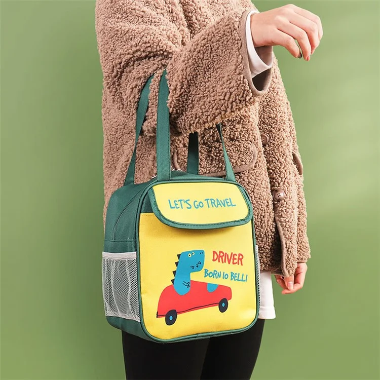 TB-0708 Cute Cartoon Insulated Lunch Box Tote Bag Picnic Office School Bento Carrying Bag - Green