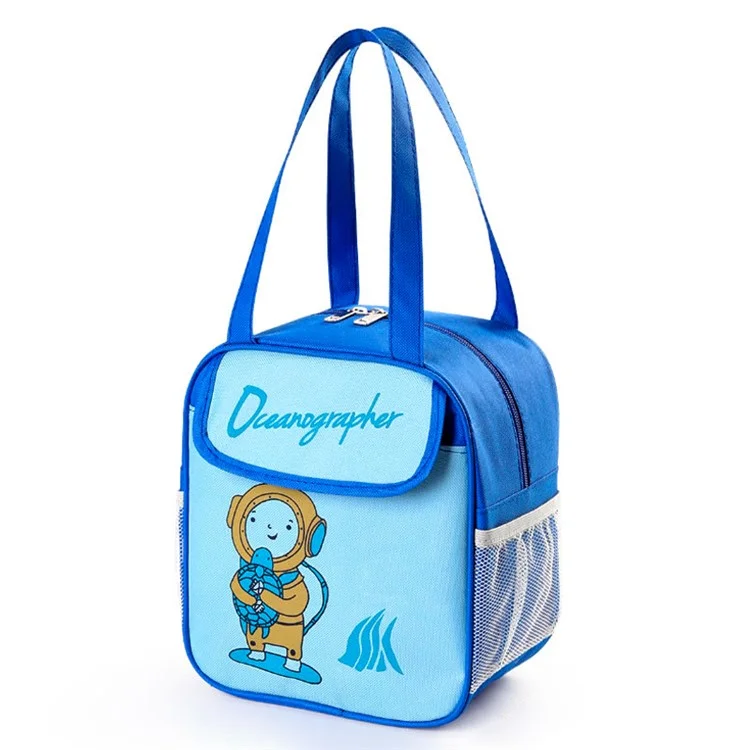 TB-0708 Cute Cartoon Insulated Lunch Box Tote Bag Picnic Office School Bento Carrying Bag - Blue