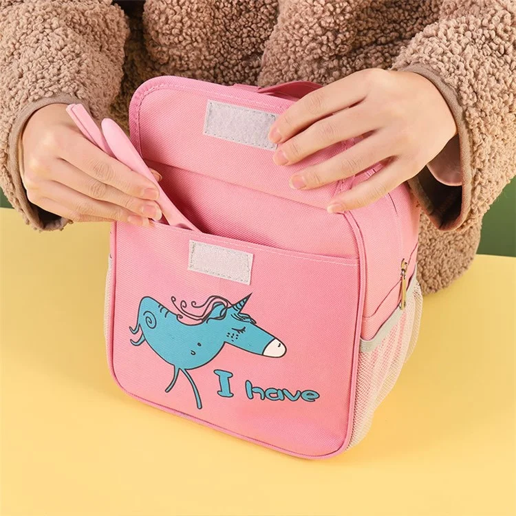TB-0708 Cute Cartoon Insulated Lunch Box Tote Bag Picnic Office School Bento Carrying Bag - Blue