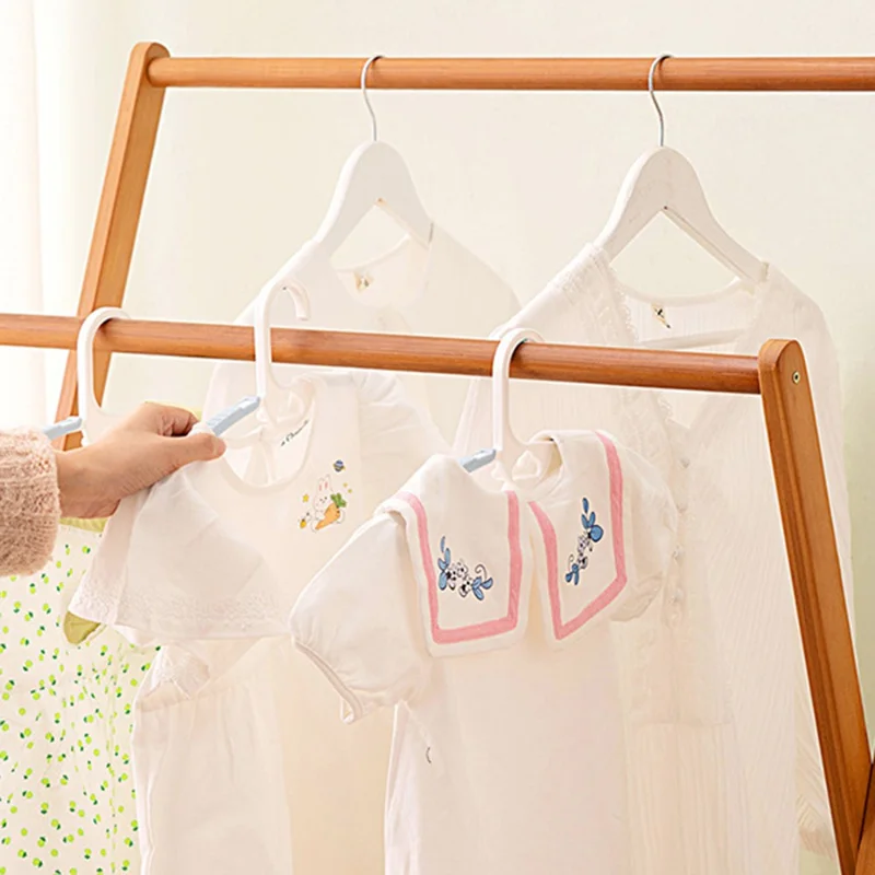 Rack de rangement pour vêtements à double tige en bambou pliable, style bas / Largeur 50 cm