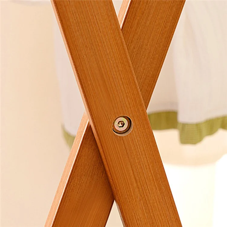 Rack de rangement pour vêtements à double tige en bambou pliable, style bas / Largeur 50 cm