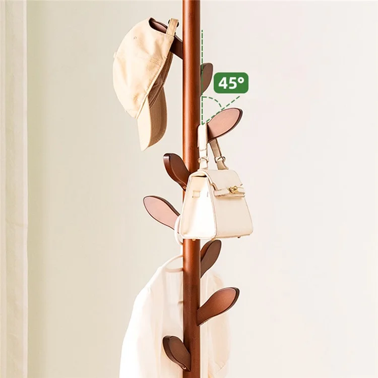 704SYYMJ Modern Leaves Design Freestanding Bamboo Coat Rack Bag Hat Hanger Stand - Primary Color