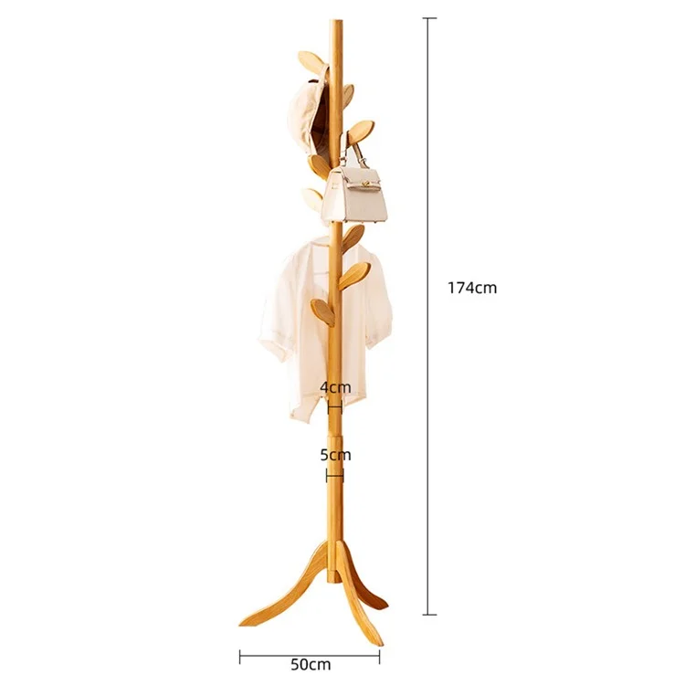 704SYYMJ Modern Leaves Design Freestanding Bamboo Coat Rack Bag Hat Hanger Stand - Primary Color