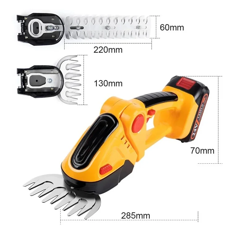 20000rpm 2-en-1 en Graminées Électriques Trimmer Outil de Pruneaux de Jardin à Main, 1 Batterie - Bouchon ue / Jaune