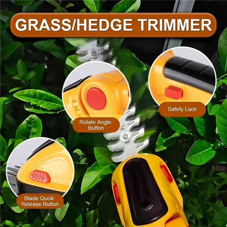 20000rpm 2-en-1 en Graminées Électriques Trimmer Outil de Pruneaux de Jardin à Main, 1 Batterie - Bouchon ue / Jaune