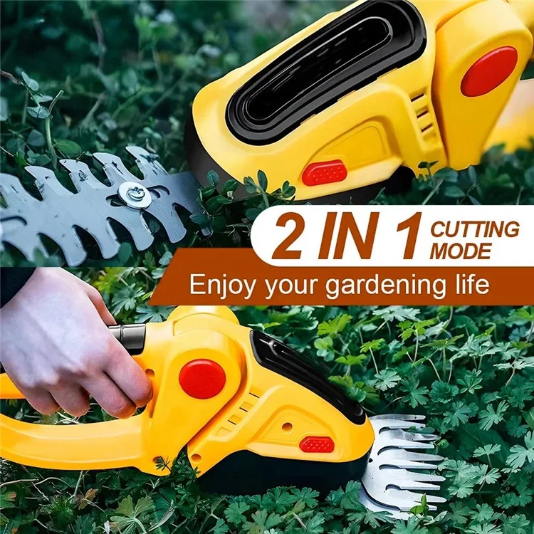 20000rpm 2-en-1 en Graminées Électriques Trimmer Outil de Pruneaux de Jardin à Main, 1 Batterie - Bouchon ue / Jaune