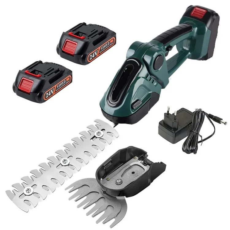20000 tr / Min 2-en-1 de la Haie D'herbe Électrique Trimmer Handheld Garden Arbuste à Pelouse Outil de Cisaillement, 2 Batteries - Bouchon ue / Vert