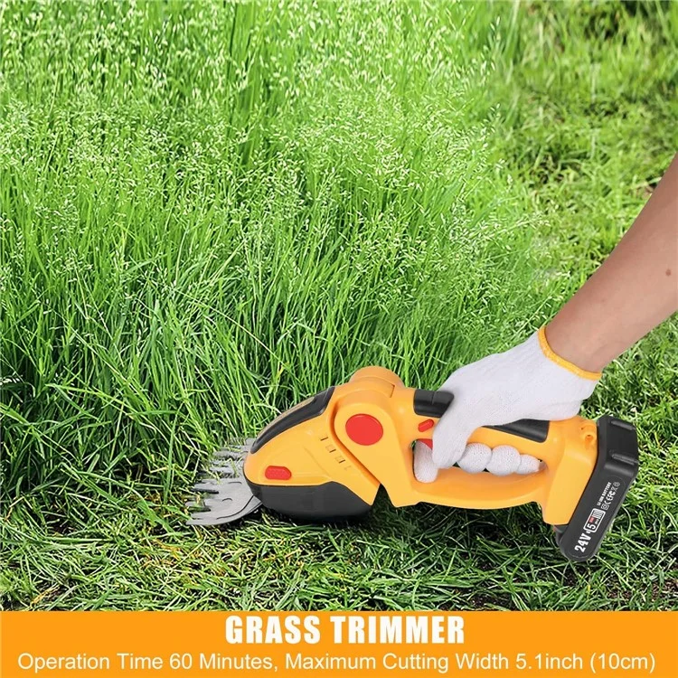 20000 tr / Min 2-en-1 de la Haie D'herbe Électrique Trimmer Handheld Garden Arbuste à Pelouse Outil de Cisaillement, 2 Batteries - Bouchon ue / Vert