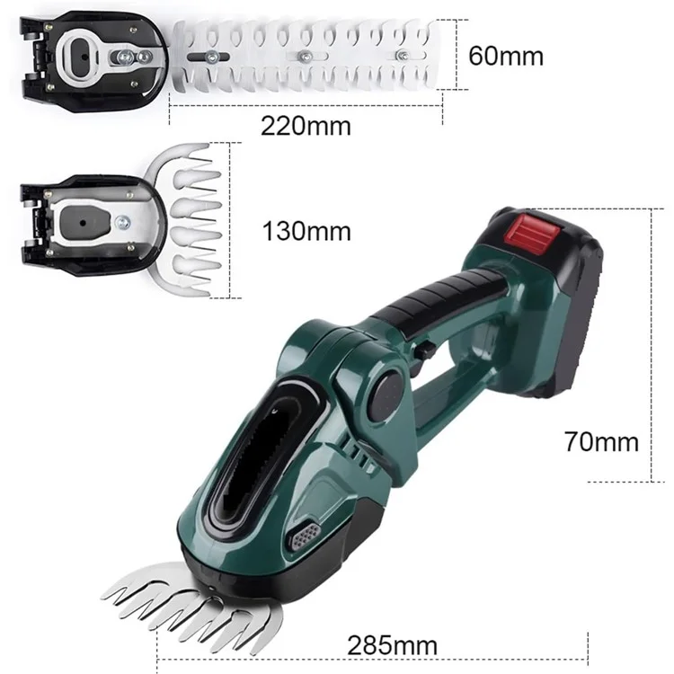 20000 tr / Min 2-en-1 de la Haie D'herbe Électrique Trimmer Handheld Garden Arbuste à Pelouse Outil de Cisaillement, 2 Batteries - Bouchon ue / Vert