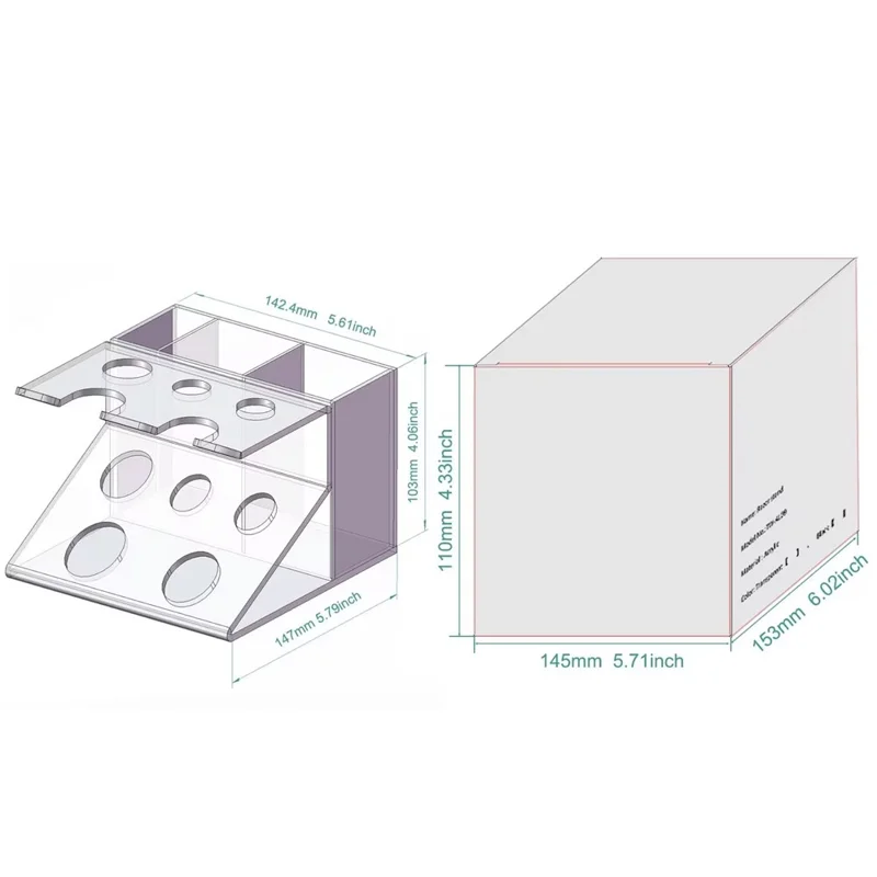 Multi-Function Acrylic Shaver Holder Cosmetics Organizer Countertop Storage Box - Transparent