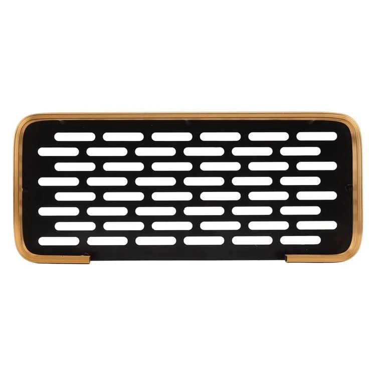 Scaffale Per Bagno in Alluminio Senza Punzonatura, Rettangolare a Strato Singolo a Bordo Largo - Nero+oro
