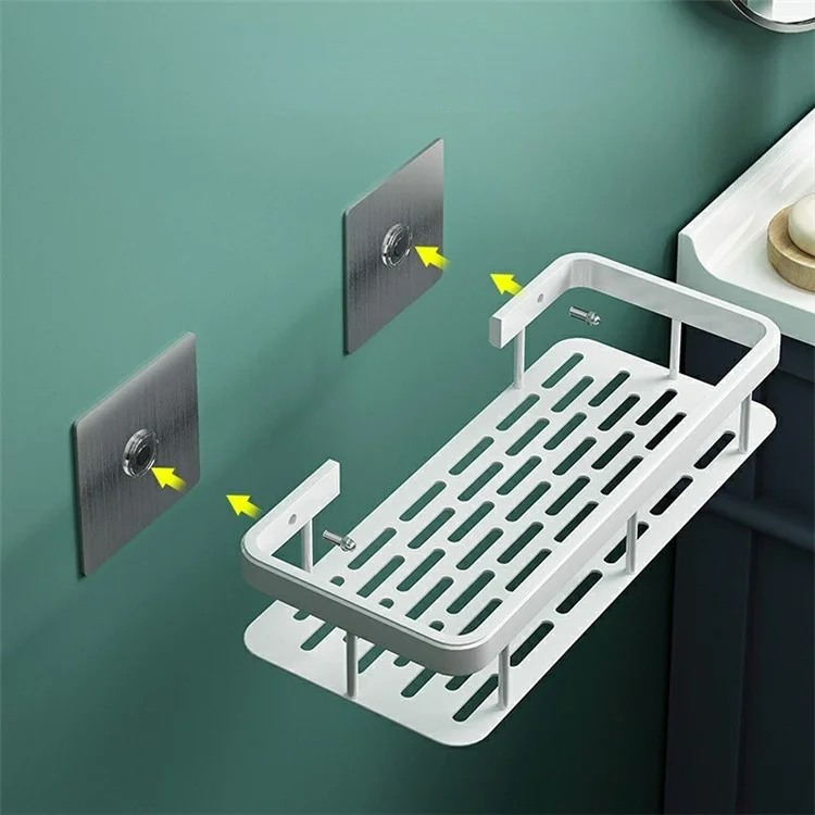 Scaffale Per Bagno in Alluminio Senza Punzonatura, Rettangolare a Strato Singolo a Bordo Largo - Argento