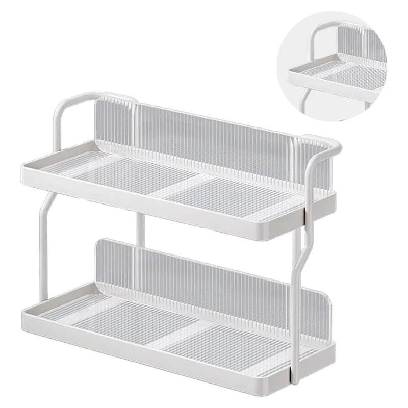 Dual Layer Kitchen Spice Cup Rack Countertop Wall Mounted Carbon Steel Storage Rack