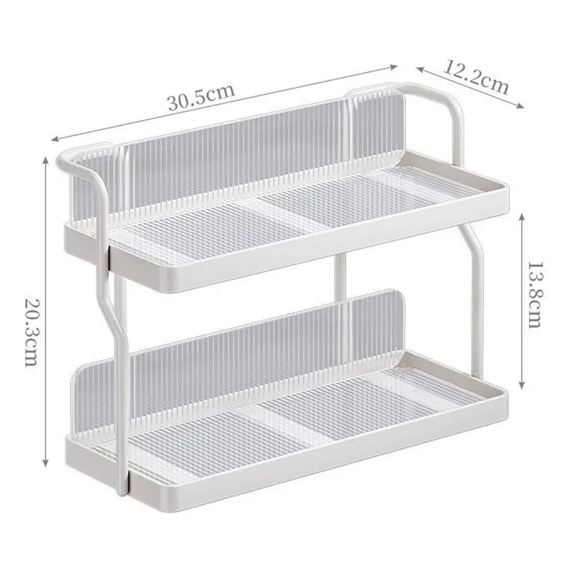 Dual Layer Kitchen Spice Cup Rack Countertop Wall Mounted Carbon Steel Storage Rack