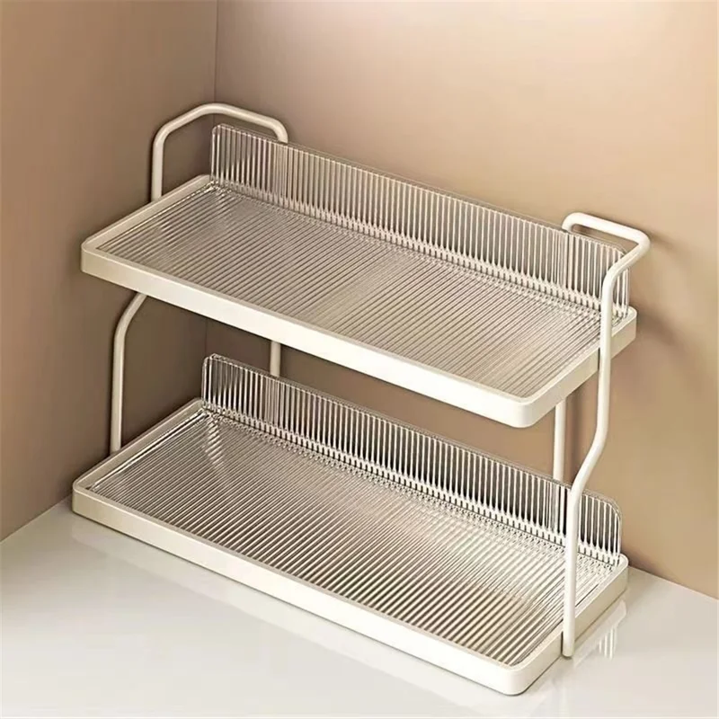 Dual Layer Kitchen Spice Cup Rack Countertop Wall Mounted Carbon Steel Storage Rack