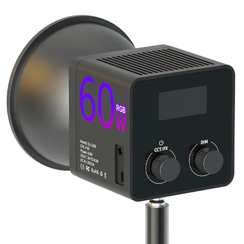 C60R Professional 60W Video Photography COB Fill Light RGB Stage Lamp, with 8 Batteries - US Plug
