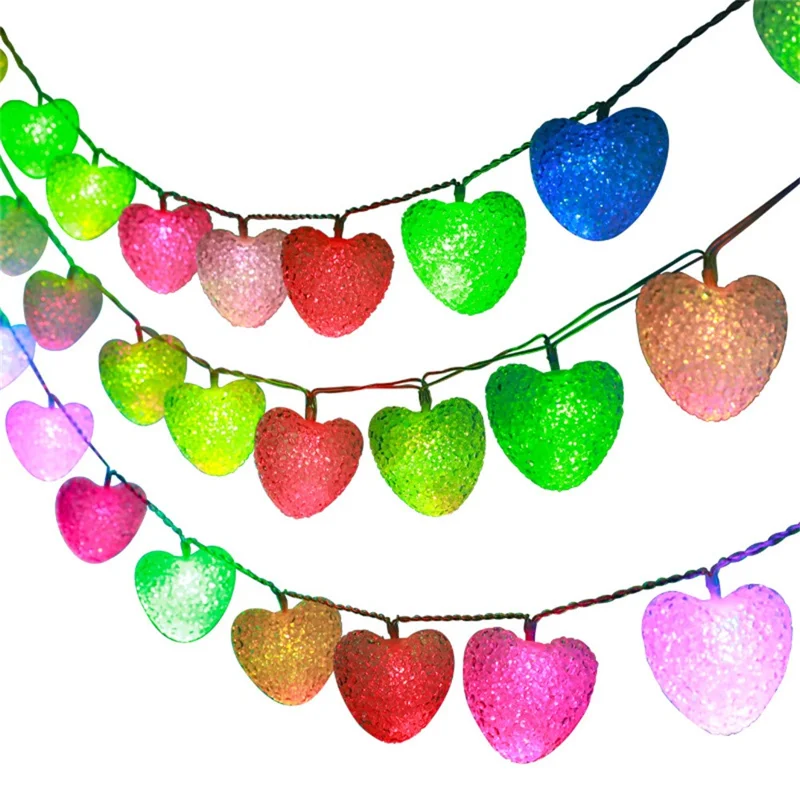 1.2m 10-LED Heart-Shape String Lights Home Dorm Decoration Ornament LED Lamp Wedding Decor