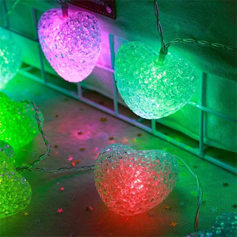 1.2m 10-LED Heart-Shape String Lights Home Dorm Decoration Ornament LED Lamp Wedding Decor
