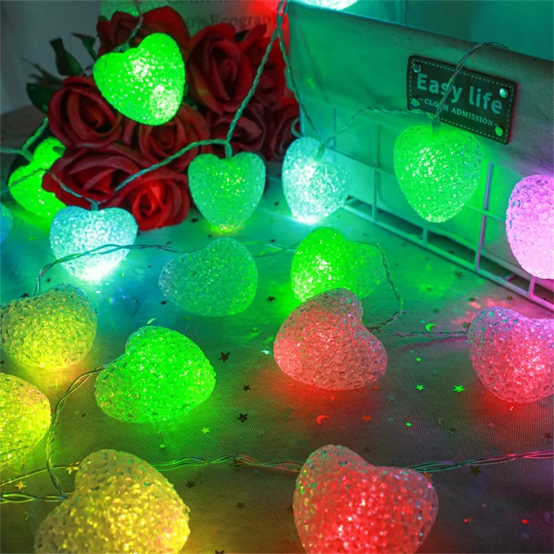 1.2m 10-LED Heart-Shape String Lights Home Dorm Decoration Ornament LED Lamp Wedding Decor