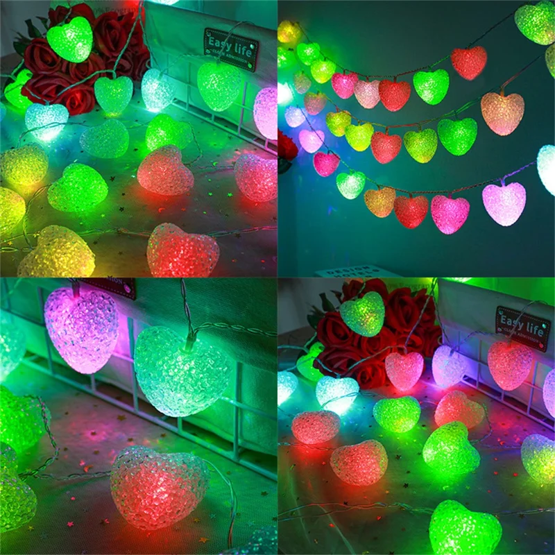 1.2m 10-LED Heart-Shape String Lights Home Dorm Decoration Ornament LED Lamp Wedding Decor