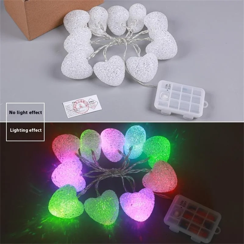 1.2m 10-LED Heart-Shape String Lights Home Dorm Decoration Ornament LED Lamp Wedding Decor