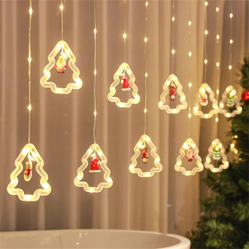 Luci a LED di Natale appese a 3m con 8 modalità di illuminazione, alimentazione USB, spina EU - Albero di Natale / Bianco caldo