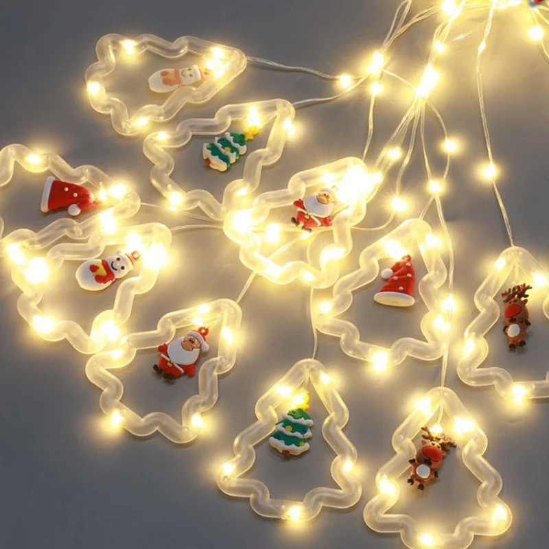 Christmas Gift Hanging Window Curtain Lights LED String Lights with 8 Light Modes Battery Box Remote Control - Christmas Gift Tree  /  Warm White