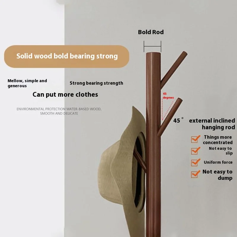 Wooden Coat Rack Freestanding Clothing Hanger Hat Organizer Rack - Cross Base / White