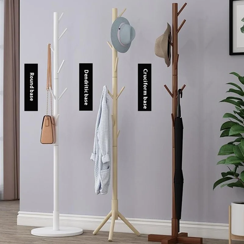 Wooden Coat Rack Freestanding Clothing Hanger Hat Organizer Rack - Cross Base / White