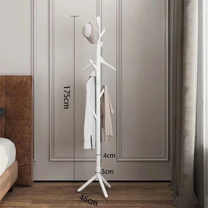 Wooden Coat Rack Freestanding Clothing Hanger Hat Organizer Rack - Tripod Base / White