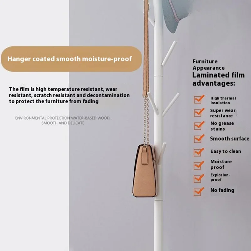 Wooden Coat Rack Freestanding Clothing Hanger Hat Organizer Rack - Tripod Base / White