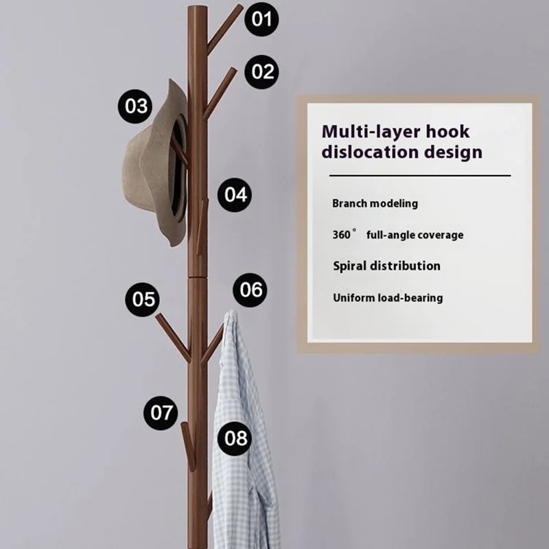 Wooden Coat Rack Freestanding Clothing Hanger Hat Organizer Rack - Tripod Base / White