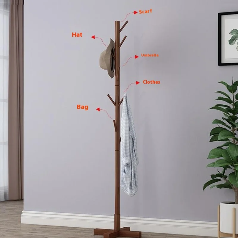 Wooden Coat Rack Freestanding Clothing Hanger Hat Organizer Rack - Tripod Base / White