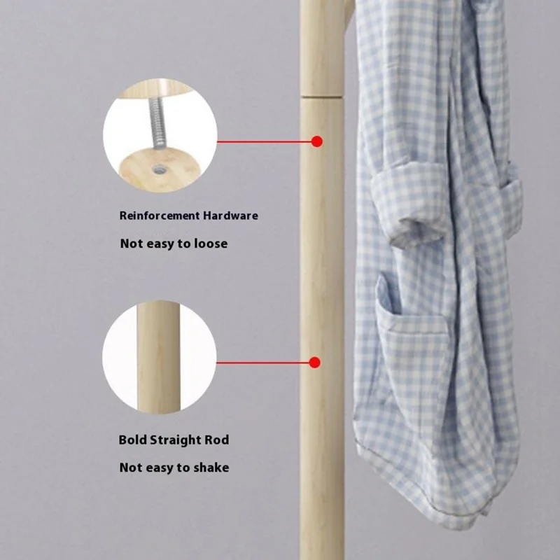 Coat Rack Stand Wooden Coat Tree Shaped Hanger Stand Freestanding with Sturdy Round Base - Yellow