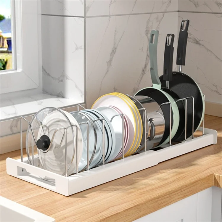 Rack de rangement réglable et rétractable pour la cuisine - Blanc