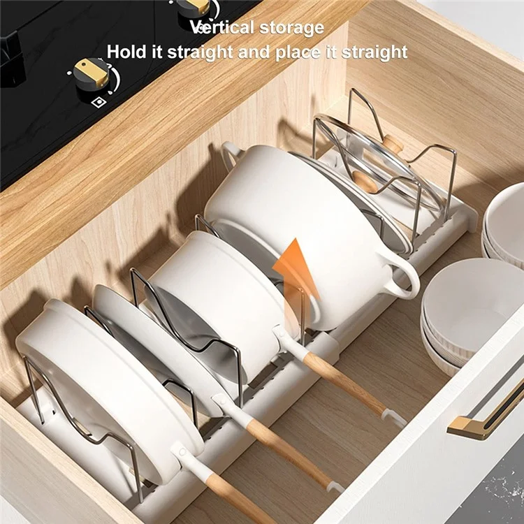 Rack de rangement réglable et rétractable pour la cuisine - Blanc