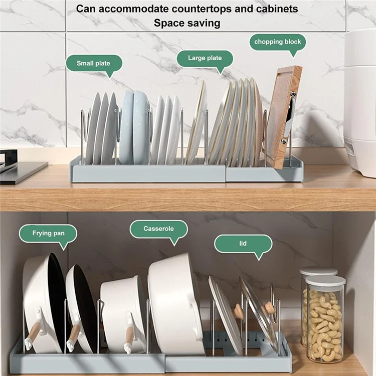 Rack de rangement réglable et rétractable pour la cuisine - Blanc