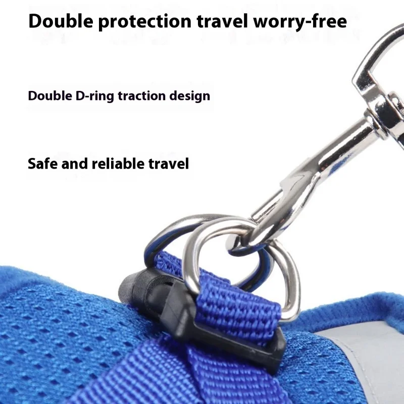 Summer Breathable Reflective Pet Dog Harness Puppy Gift Vest with Traction Rope - Grey S
