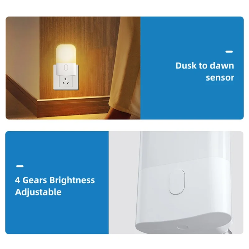 201 2 Pezzi Dimmable Smart Light Sensing Night Light Camera Lampada a LED al Seno al Seno, Spina Europea Integrata