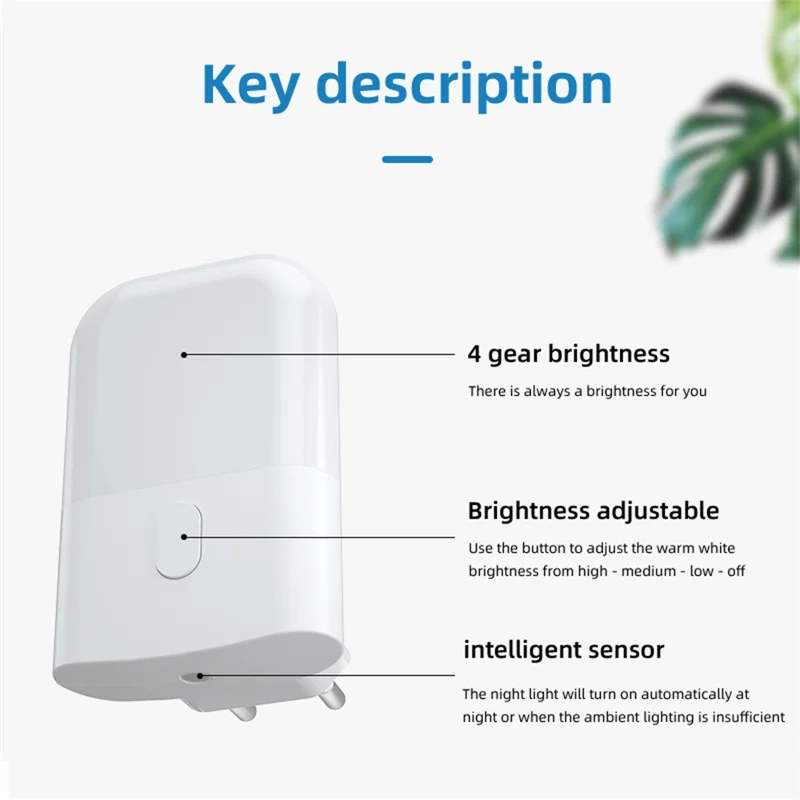 201 2 Pezzi Dimmable Smart Light Sensing Night Light Camera Lampada a LED al Seno al Seno, Spina Europea Integrata