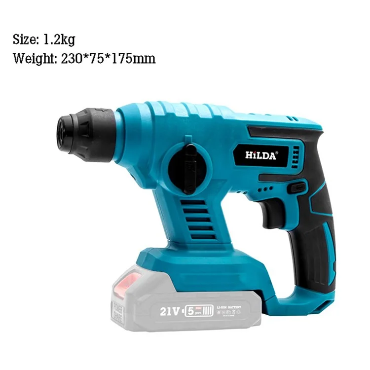 HILDA Rechargeable Electric Hammer Electric Impact Drill Wall Drilling Tools Set, EU Plug Charger + 1 Battery