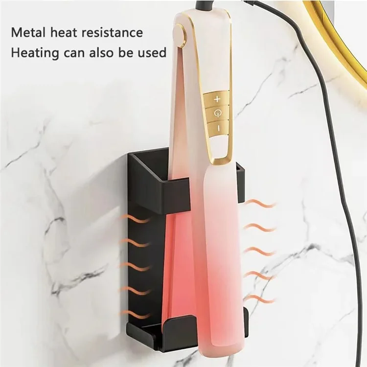 Wall Mount Curling Iron Holder 304 Stainless Steel Hair Curler Organizer Stand Hairdressing Rack for Bathroom Home - White