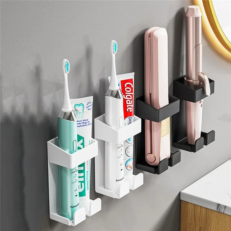 Wall Mount Curling Iron Holder 304 Stainless Steel Hair Curler Organizer Stand Hairdressing Rack for Bathroom Home - White