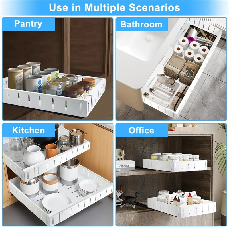 Stretchable Drawer-Type Kitchen Storage Rack No Drilling Under-Sink ...