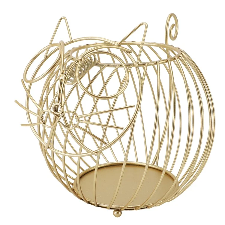Porte-capsules de café en forme de chat de dessin animé, support en métal ajouré, panier de rangement pour snacks et bonbons, taille S