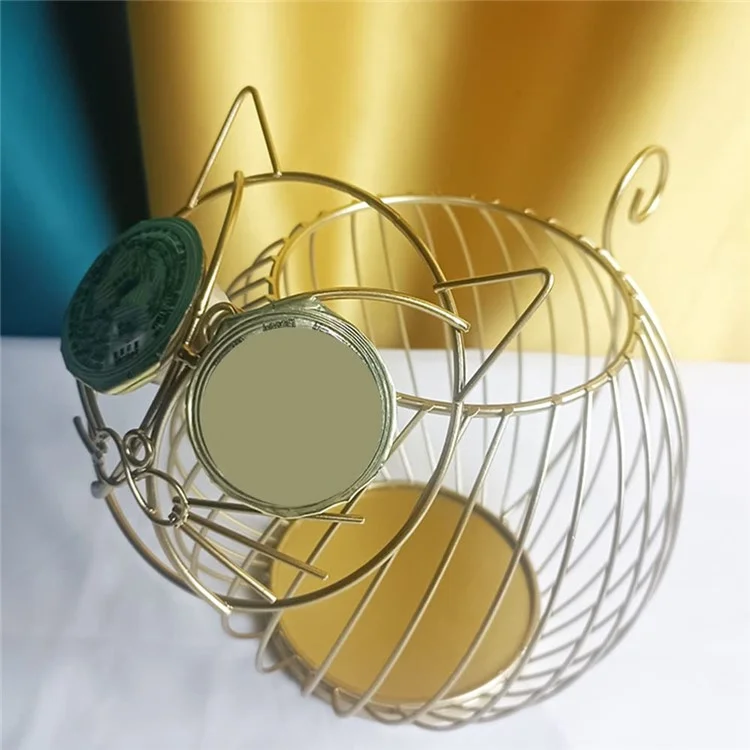 Porte-capsules de café en forme de chat de dessin animé, support en métal ajouré, panier de rangement pour snacks et bonbons, taille S
